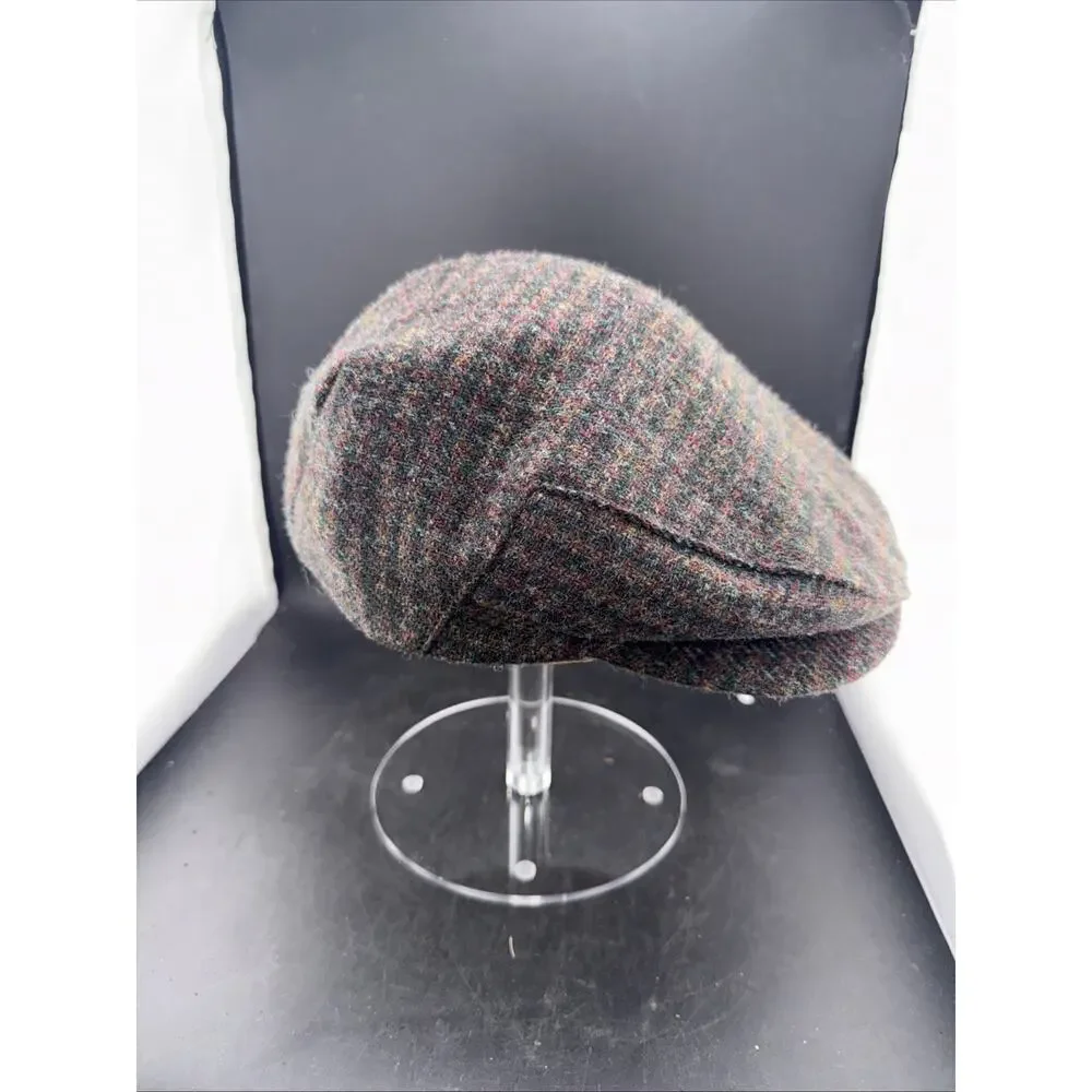 Stetson USA Wool Tweed Newsboy Ivy Driver Flat Cap Brown Fleck Size Large Hat